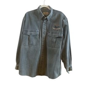 Browning Stone Wash Denim Men's Shirt X-Large Rifle The Best There Is Embroidery